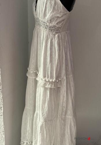 adjustable Cotton Dress with flounces with v-neck - ph 2