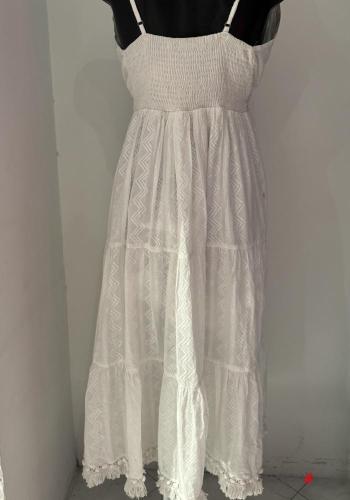 adjustable Cotton Dress with flounces with v-neck - ph 3