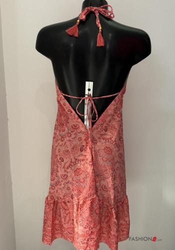 Abito in Seta corto senza maniche scollato sulla schiena Fantasia mista con balze - ph 3
