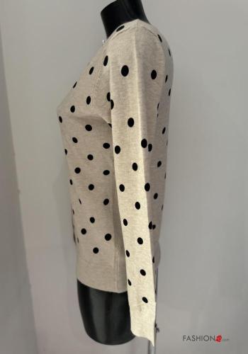 Chaqueta de punto manga larga Estampado de lunares con botones con cuello en v - ph 2