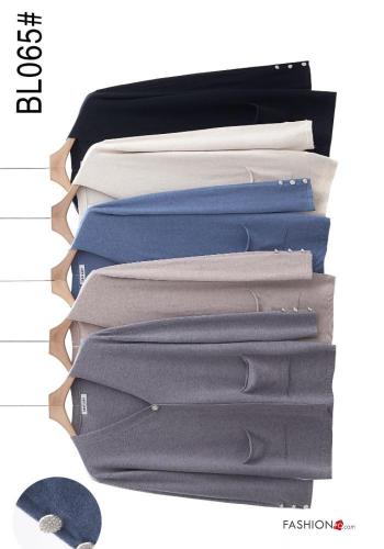 long sleeve Cardigan with buttons with v-neck with pockets - ph 4