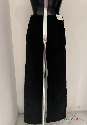 wide leg Cotton Jeans with buttons with zip with pockets - ph 2