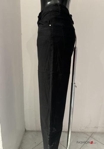 wide leg Cotton Jeans with buttons with zip with pockets - ph 3