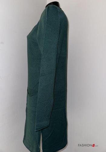 Abito maniche lunghe al ginocchio con tasche con fiocco - ph 2