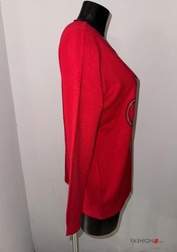 Maglione maniche lunghe girocollo Fantasia animali con strass - ph 2