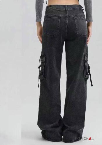 Denim Jeans aus Baumwolle mit Knöpfen mit Reißverschluss mit Taschen - ph 2