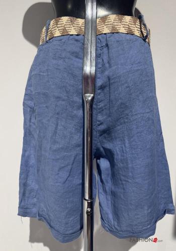 Bermudas de Lino con bolsillos con cinturón con elástico - ph 3