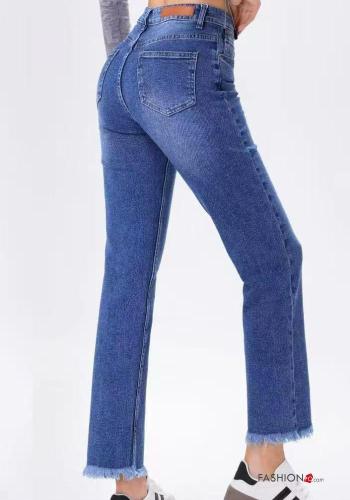 Denim Jeans aus Baumwolle mit Knöpfen mit Reißverschluss mit Taschen - ph 2