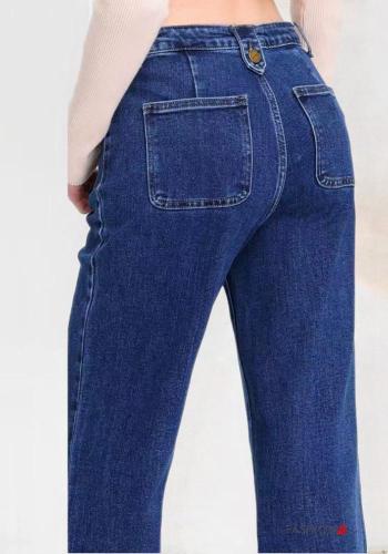 Jeans in Cotone denim a zampa con tasche con bottoni con zip - ph 2