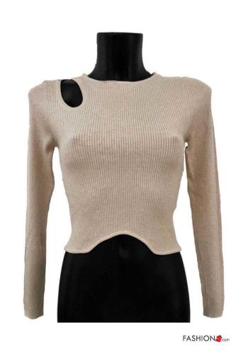 Maglione costine girocollo corto maniche lunghe - ph 1