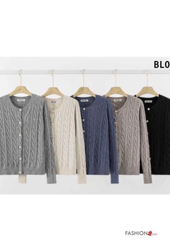 Chaqueta de punto manga larga cuello redondo con botones - ph 1