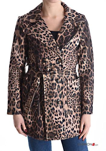 Animal print double-breasted Coat with belt without lining with pockets - ph 1