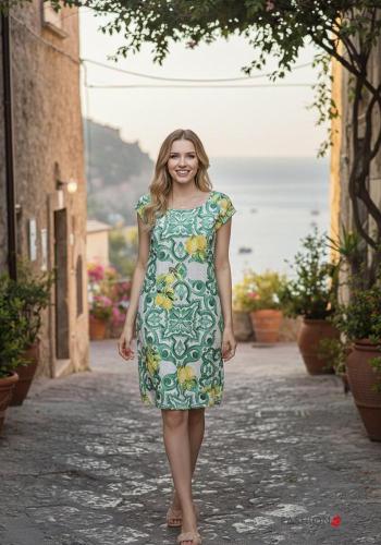 short sleeve crew neck knee-length Linen Dress - ph 1