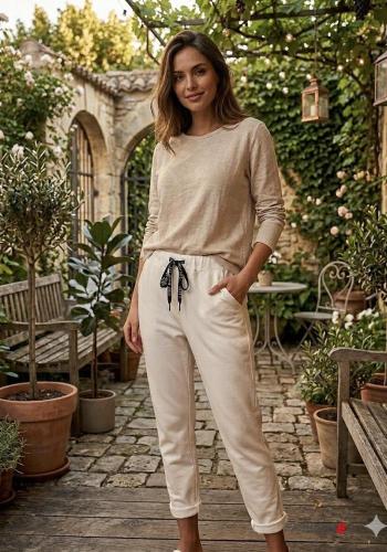 Pantalone sportivo in Cotone con tasche con fiocco - ph 1