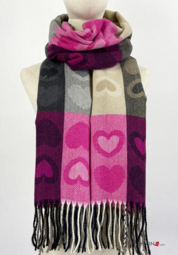 Bufanda estampado de corazón con flecos - ph 1