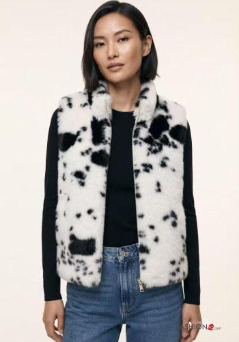 Smanicato pelliccia sintetica Fantasia animalier con fodera a collo alto con zip - ph 1