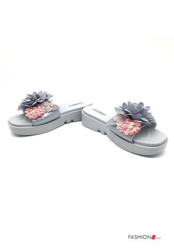 Set mit 36 Paar  Hausschuhe  Keilabsatz Blumenmuster - ph 1