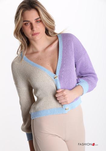 Cardigan in Cotone  con bottoni Fantasia colorata - ph 1