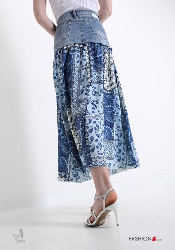 Falda de Algodón  tela vaquera Sexy Woman con bolsillos Estampado de Paisley - ph 2