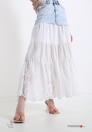 Falda de Algodón  tela vaquera Sexy Woman con bolsillos con volantes encaje - ph 1