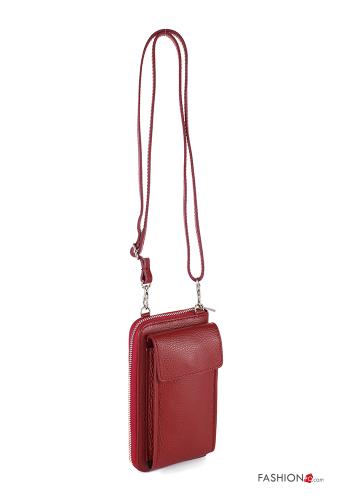 Estuche de Cuero Genuino para móvil con bandolera con billetera con cremallera - ph 1
