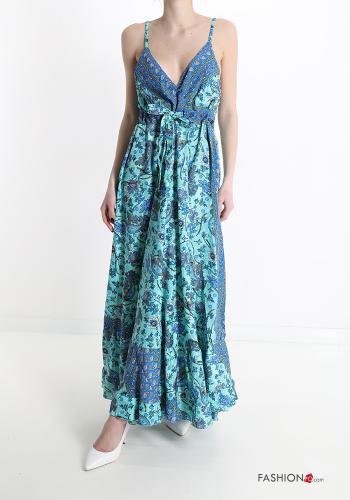 Floral Sleeveless Dress with flounces with v-neck - ph 8