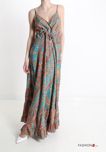 Floral Sleeveless Dress with flounces with v-neck - ph 9