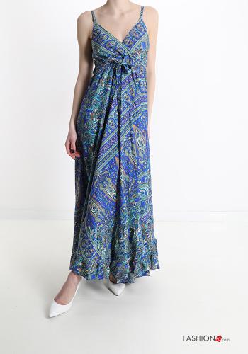 Floral Sleeveless Dress with flounces with v-neck - ph 12