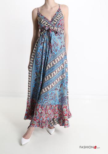 Floral Sleeveless Dress with flounces with v-neck - ph 13