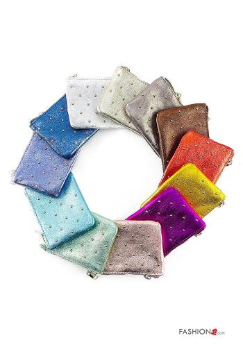 Portamonete in Vera pelle con zip con borchie - ph 4