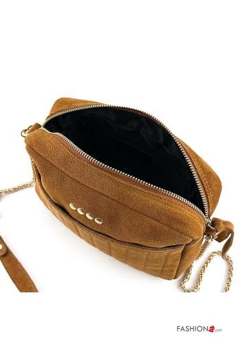 Wildleder Schultertaschen aus Echtes Leder mit Nieten mit Schultergurt - ph 3