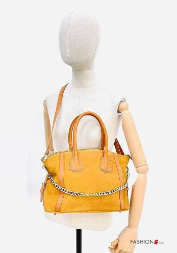 Genuine Leather Handbag with zip with shoulder strap - ph 4