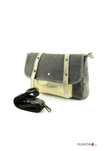 Genuine Leather Shoulder bag with zip with shoulder strap with studs - ph 2