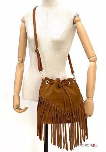 adjustable Genuine Leather Bag with fringe with shoulder strap - ph 3