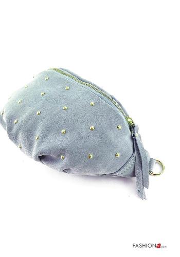 Marsupio in Vera pelle camoscio con zip con borchie - ph 2