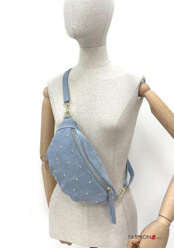 Marsupio in Vera pelle camoscio con zip con borchie - ph 3