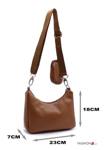 Borsa a spalla in Vera pelle con zip con tracolla - ph 2