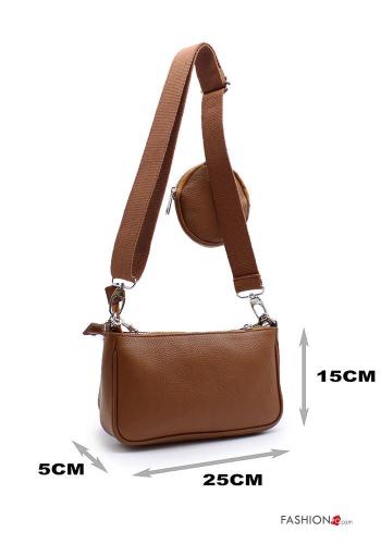 Bolsa de hombro de Cuero Genuino con bandolera con cremallera con monedero - ph 2