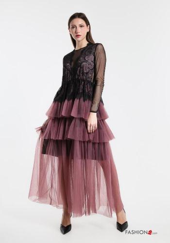 Vestido manga em tule com folhos bordado inglês - ph 2