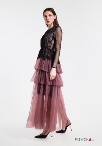 Vestido manga em tule com folhos bordado inglês - ph 3