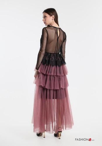 Vestido manga em tule com folhos bordado inglês - ph 4