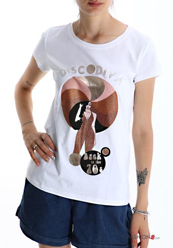 T-shirt em Algodão Padrão Estampado - ph 6
