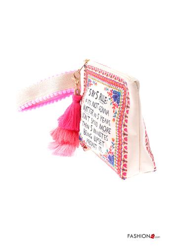 Patterned Purse with zip with fringe - ph 2