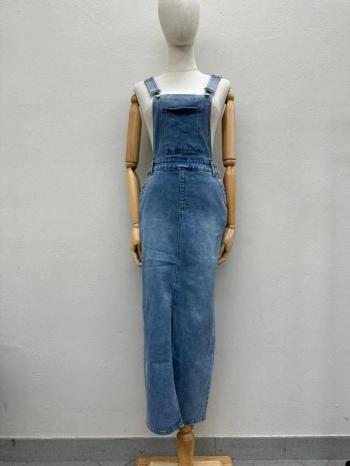 Denim Latzhose aus Baumwolle mit Taschen mit Hosenträgern - ph 1
