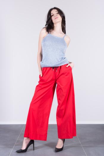wide leg Hose aus Baumwolle mit Taschen mit gummizug mit kordelzug - ph 1
