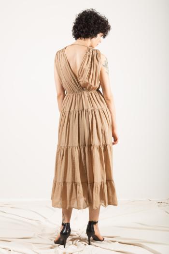 Abito in Cotone senza maniche scollato sulla schiena con balze scollo a V - ph 4
