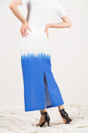 Longuette Cotton Skirt with split with zip with buttons with pockets - ph 4