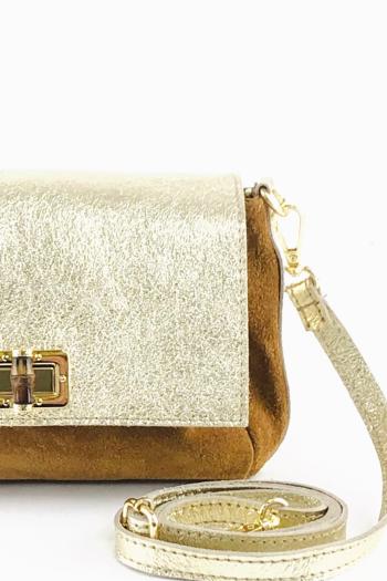 Suede metallic Genuine Leather Shoulder bag with shoulder strap - ph 3
