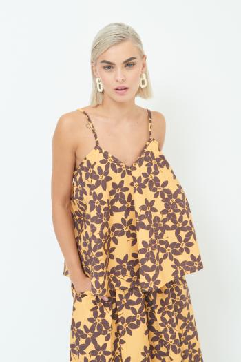 Top in Cotone oversize scollato sulla schiena Fantasia floreale - ph 1