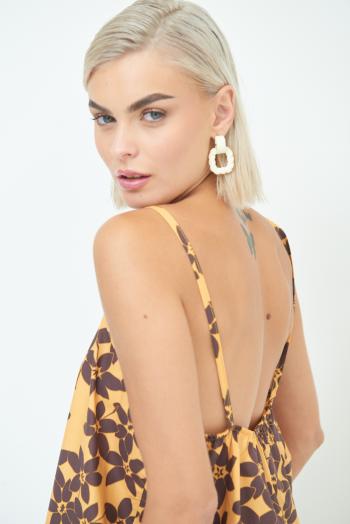 Top in Cotone oversize scollato sulla schiena Fantasia floreale - ph 3